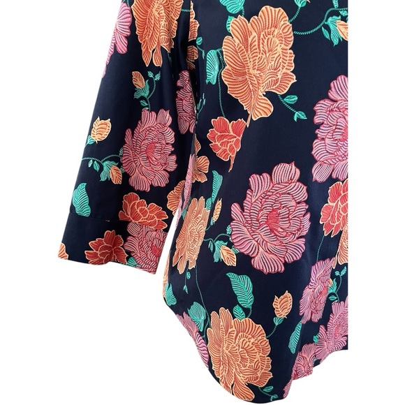 Chicos No-Iron 3/4 Sleeve Floral Button Down Top Blouse Size 4-6 Small Mature - Picture 5 of 9